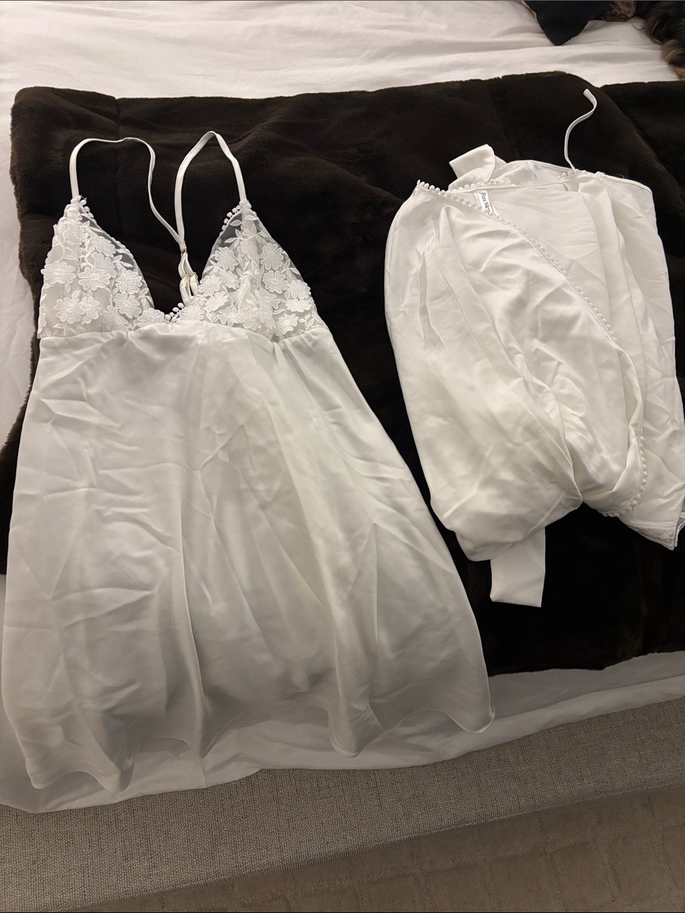 Flora Nikrooz White Lace-Trim Slip Chemise